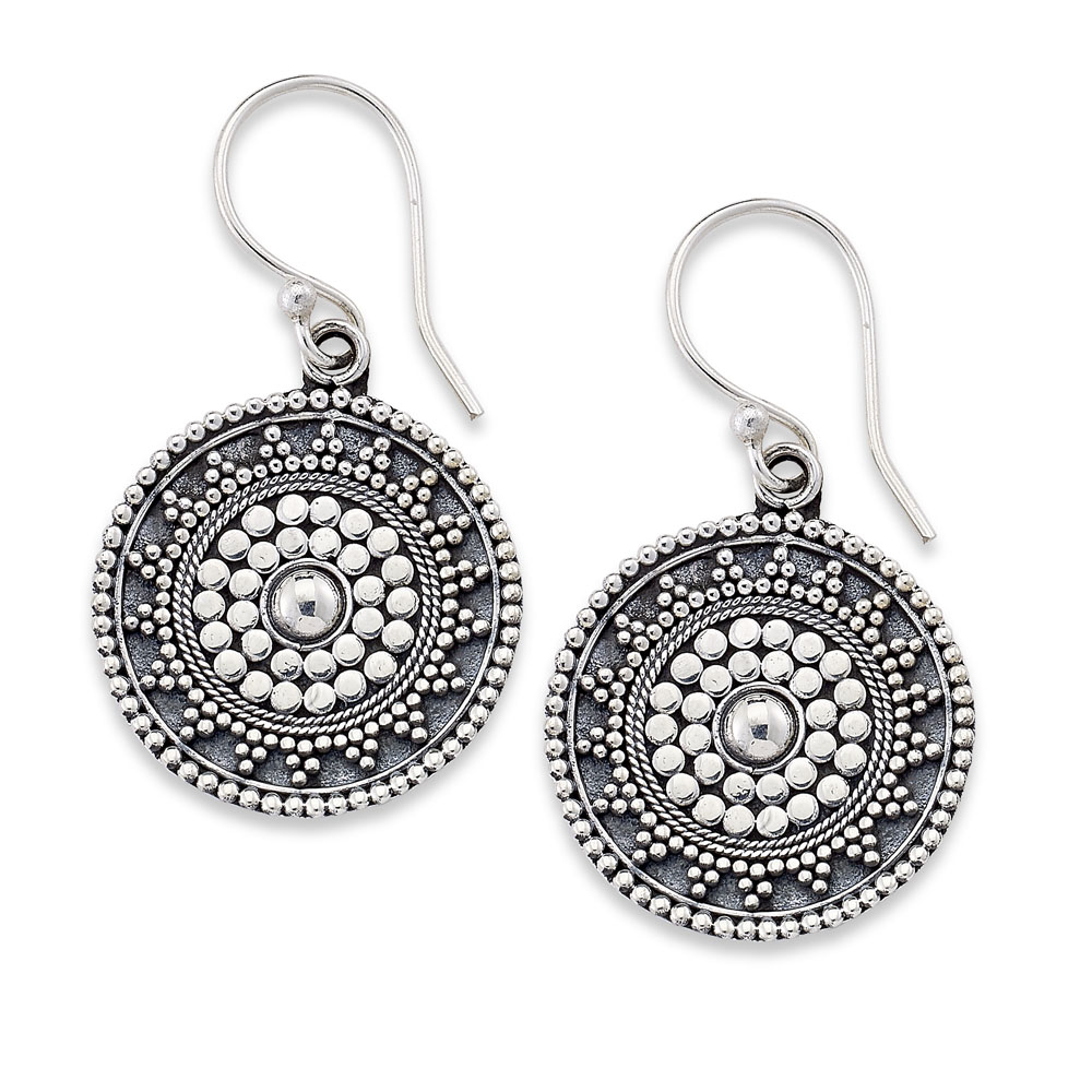 Ss Filigree Design Round Drop Earrings