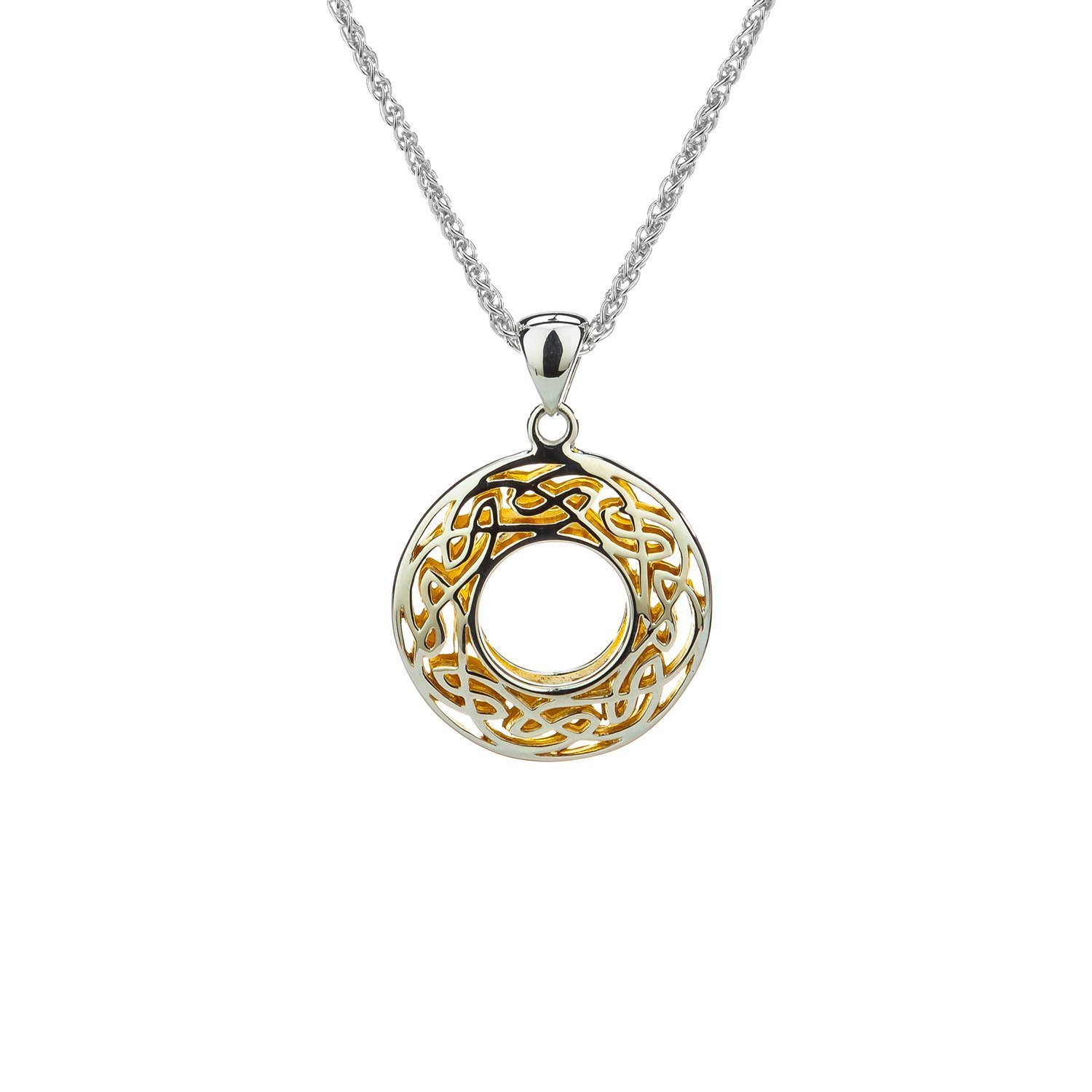 Ss & 22K Gilded Window To The Soul Small Round Pendant - 002-640-2000025