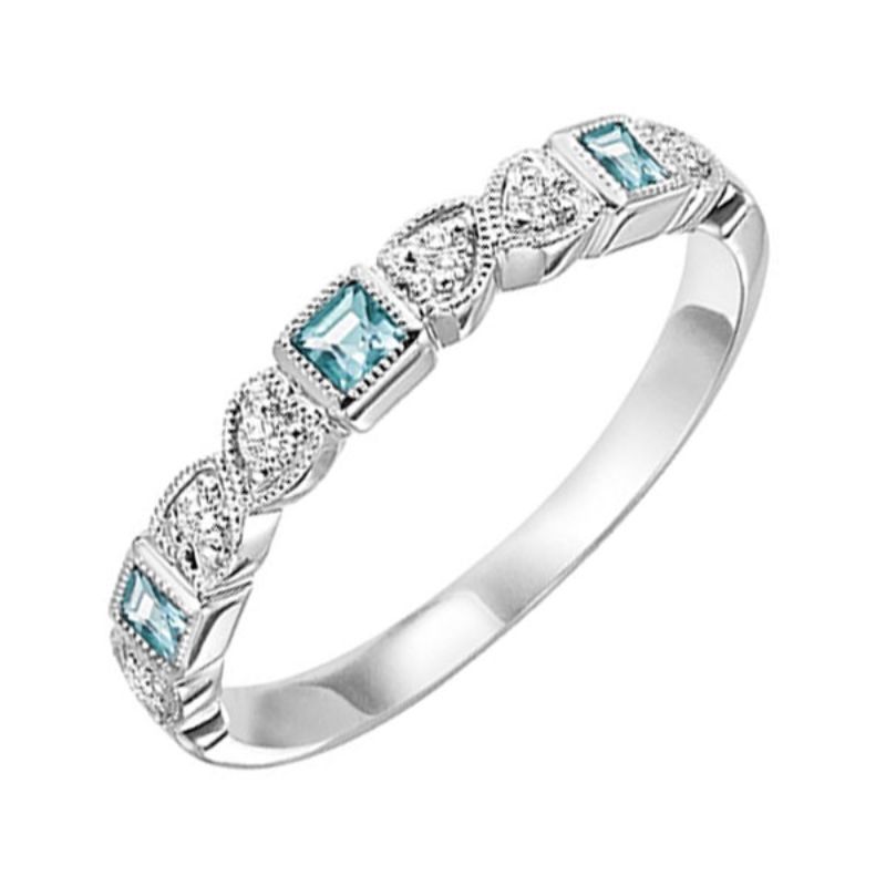 10Kw Aquamarine & Diamond Stackable Band